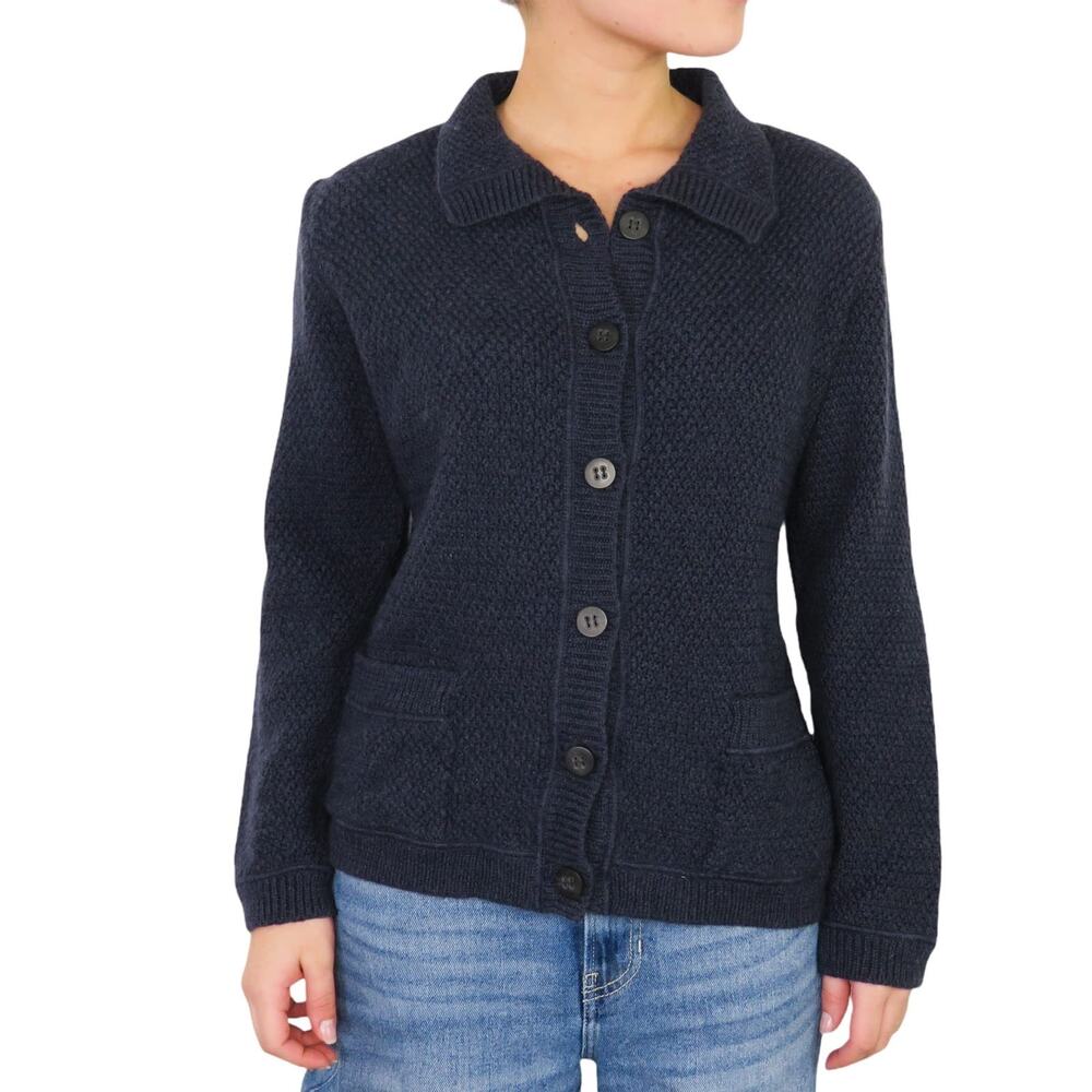 NINO COLOMBO Italy Merino Wool Knit Sweater Navy Blue Small Designer
